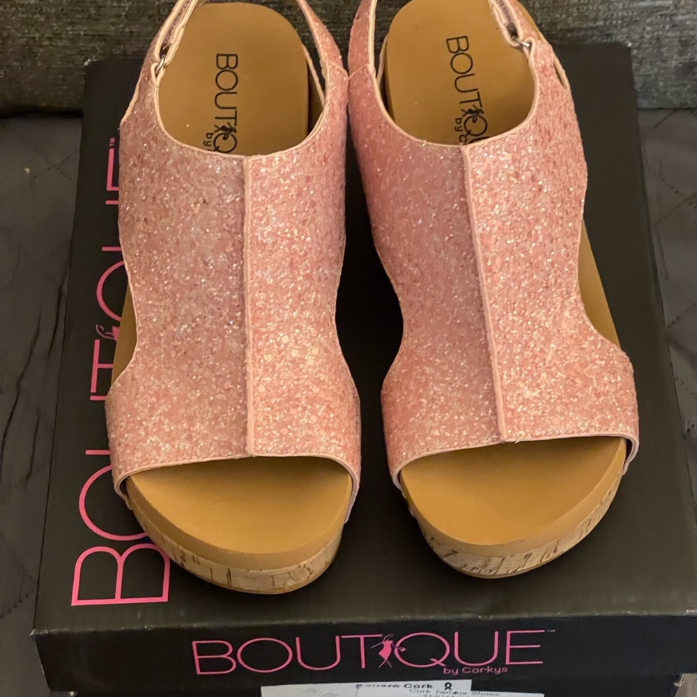 Corky’s Pink Glitter Carley Women's Shoes, Size 8 - Picture 1 of 4
